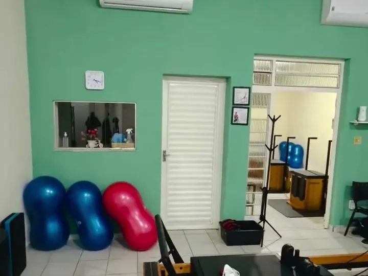 Reformer e bolas de exercício no Studio Gabriela Ballerini